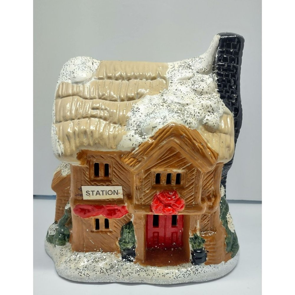 Vintage Ceramic station House for Village Christmas Holiday Decor